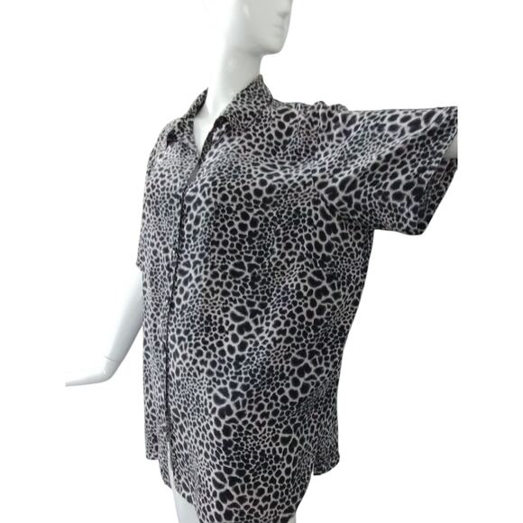 Vintage Allison Taylor Women's size 1X 100% Silk Button Down Animal Print Top - Picture 3 of 12